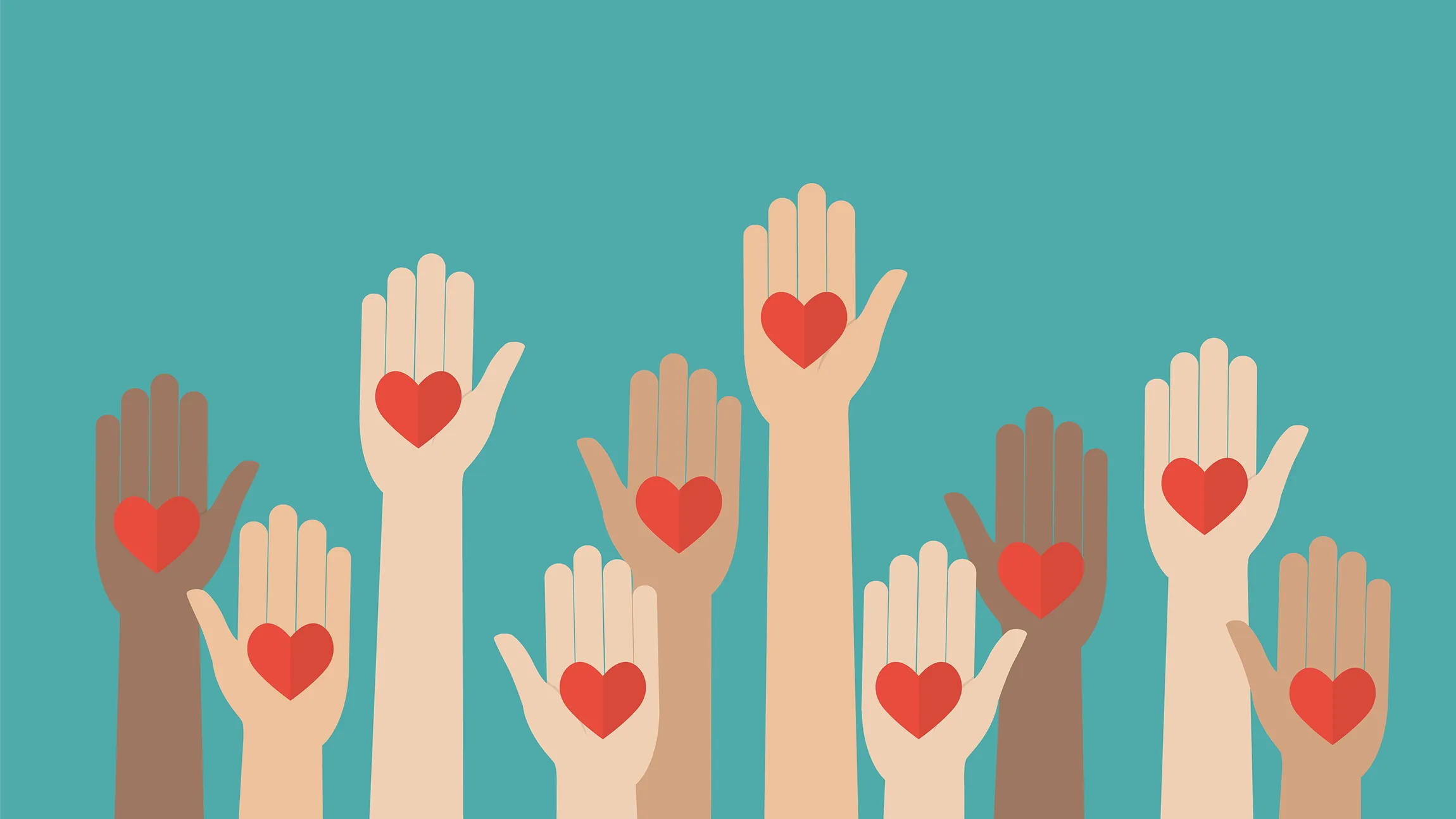 Illustration of raising hands